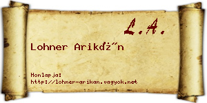 Lohner Arikán névjegykártya